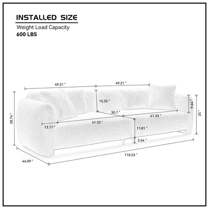 Premium Comfy Teddy Bouclé Couch with 4 Pillows by Blak Hom