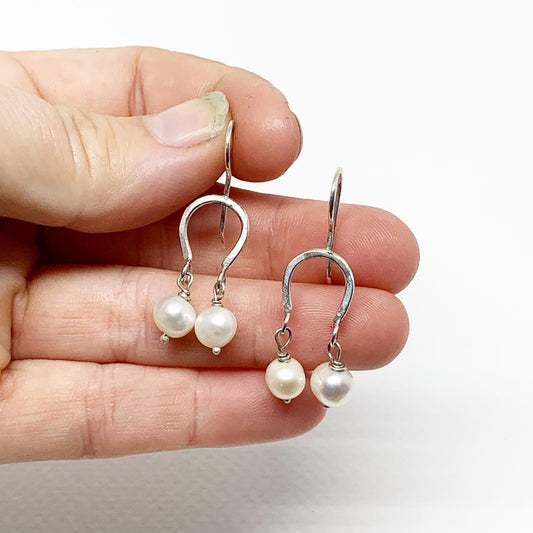 Lucky Horseshoe Pearl Drop Earrings by Jennifer Cervelli Jewelry