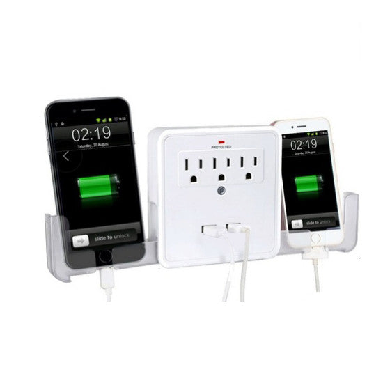 NEW! Classic Combo Wall Adapter W/3 AC Outlets W/Surge Protection And Dual USB Ports To Charge Your Gadgets by VistaShops