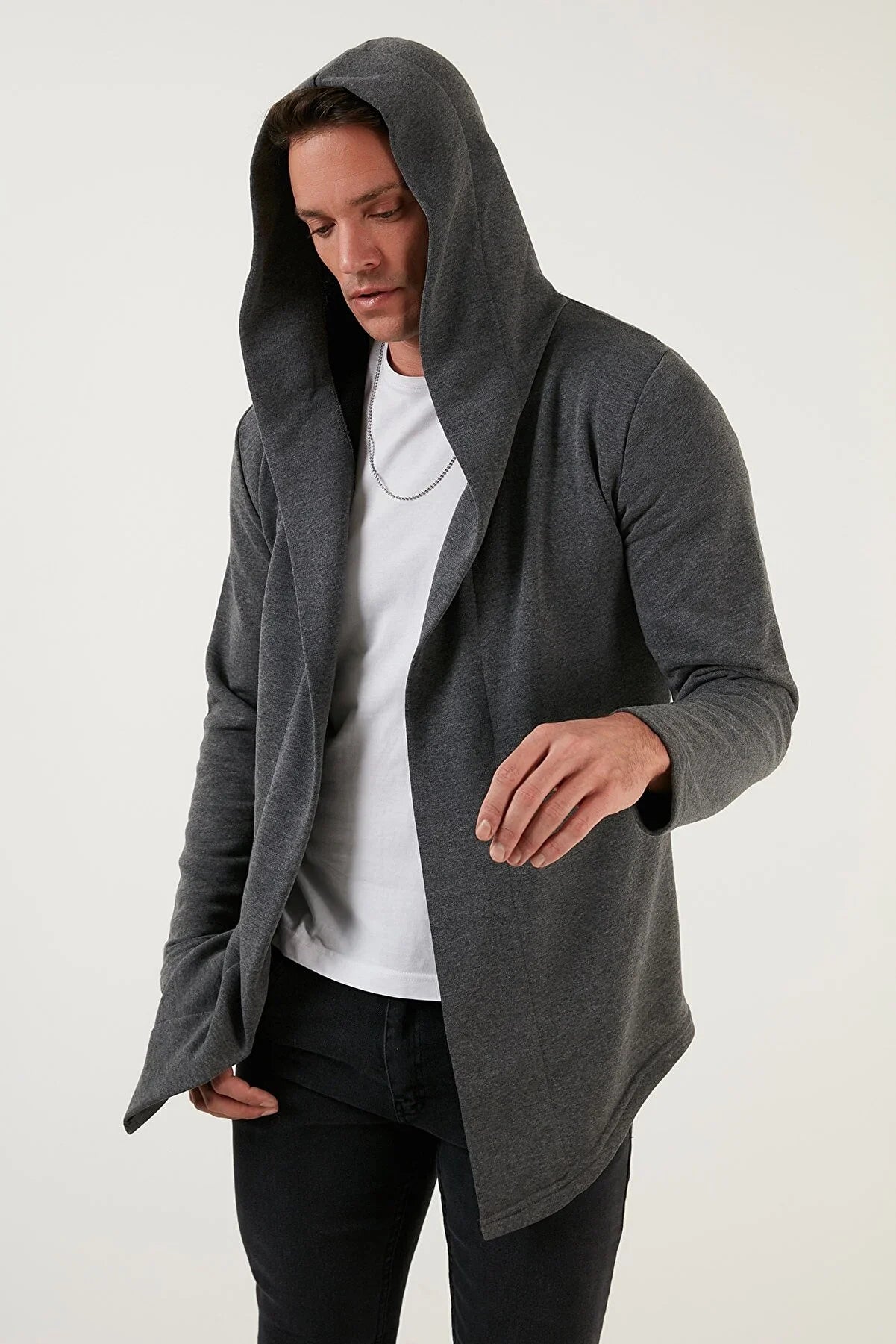 Slim Fit Cotton Hooded Knitted Cardigan by BlakWardrob