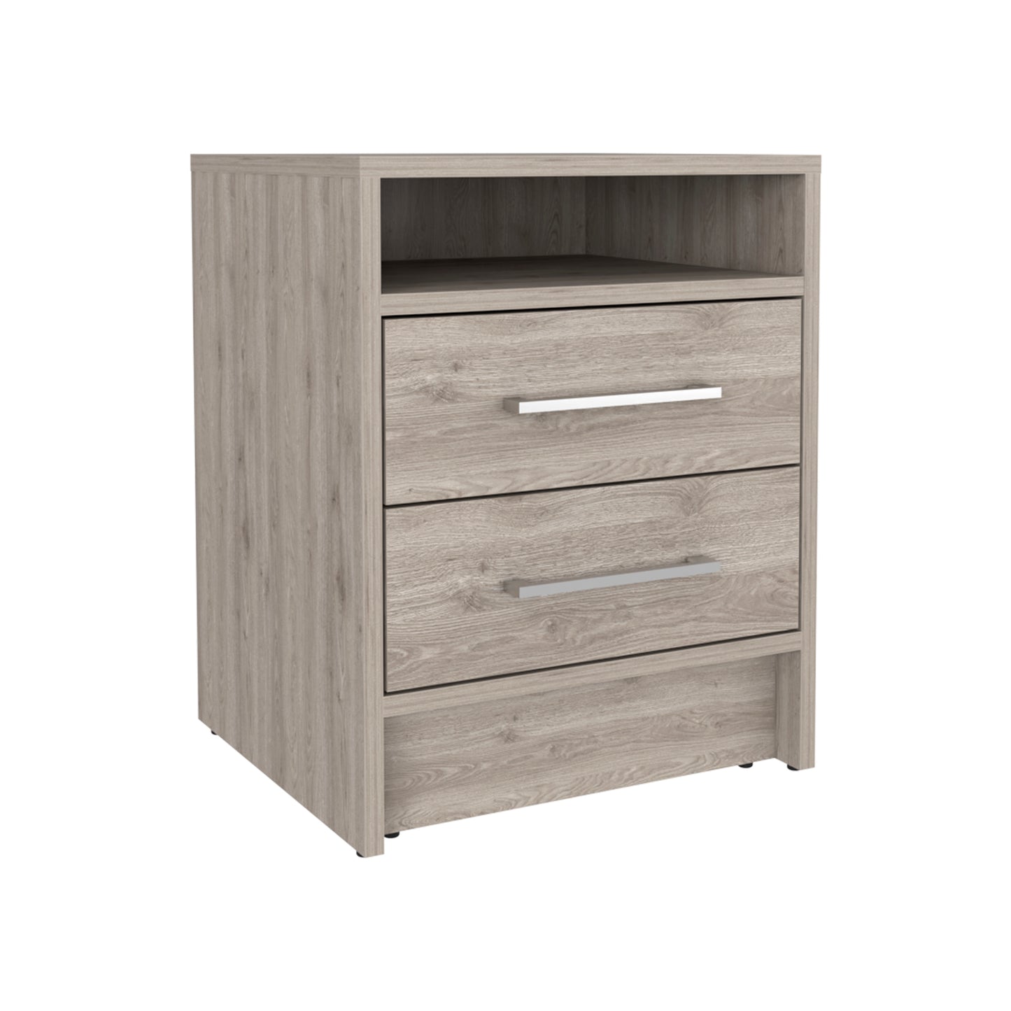 Nightstand Cartiz, Two Drawers, Light Gray Finish