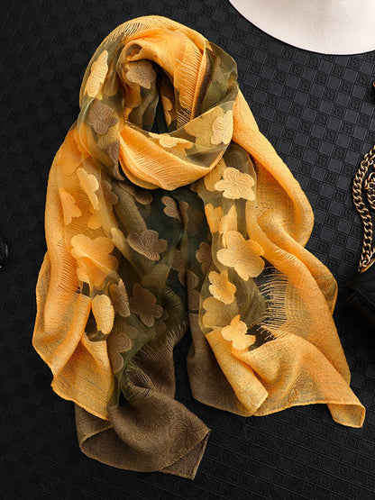 Original Floral Sun-Protection Silk Scarf by migunica