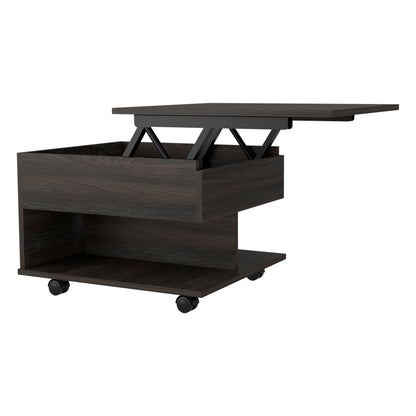 Lift Top Coffee Table Mercuri, Casters, Carbon Espresso Finish