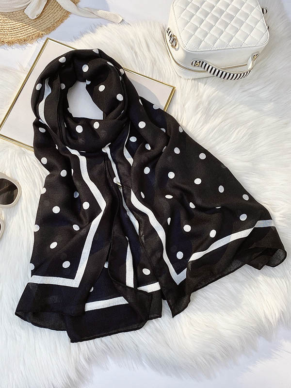 Polka-Dot Ramie Cotton Scarf by migunica