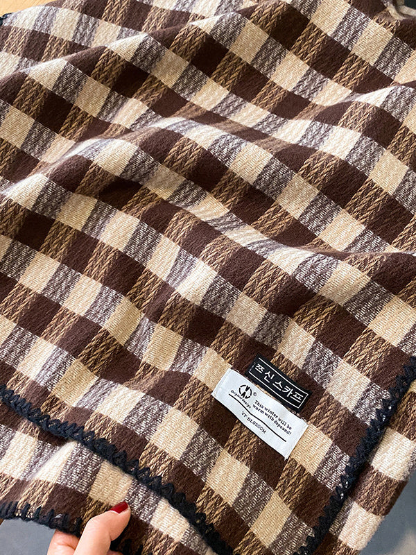 Vintage Imitated Cashmere Plaid Shawl&Scarf by migunica