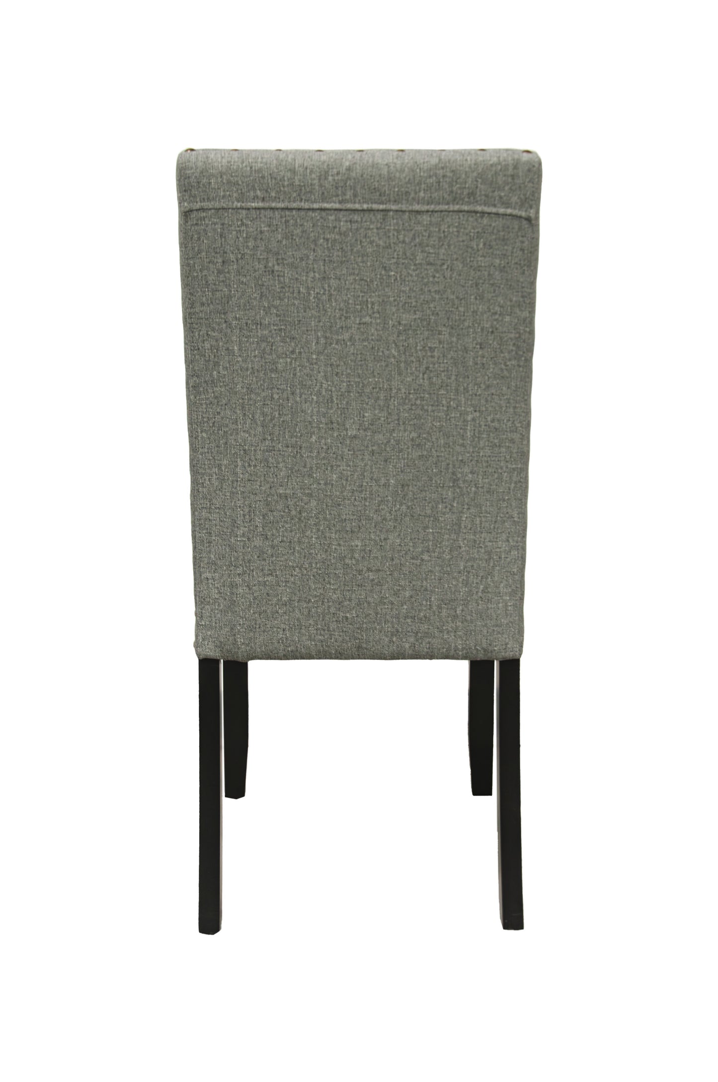 Grey Fabric Modern Set of 2 Dining Chairs Plush Cushion Side Chairs Nailheads Trim Wooden Chair Kitchen Dining Room