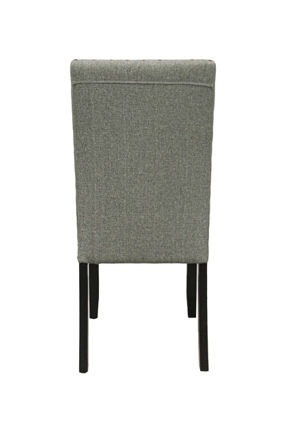 Grey Fabric Modern Set of 2 Dining Chairs Plush Cushion Side Chairs Nailheads Trim Wooden Chair Kitchen Dining Room