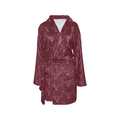 Burgundy Longhorn Women's Western Bath Robe by Baha Ranch Western Wear