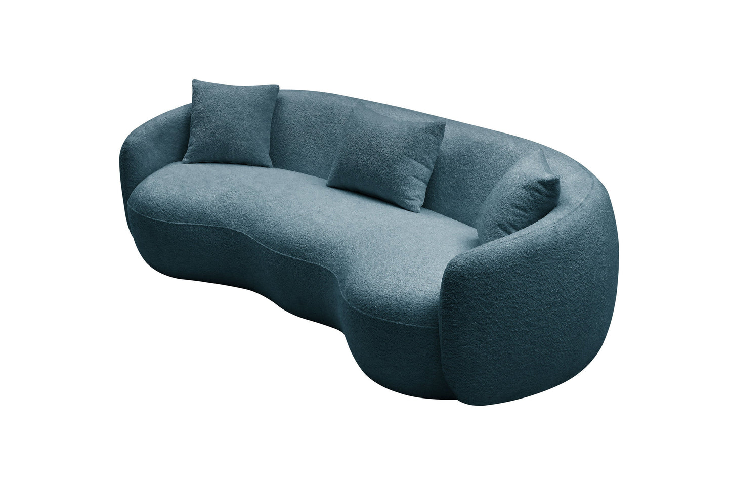 Modern Curved  Boucle Fabric Couch by Blak Hom