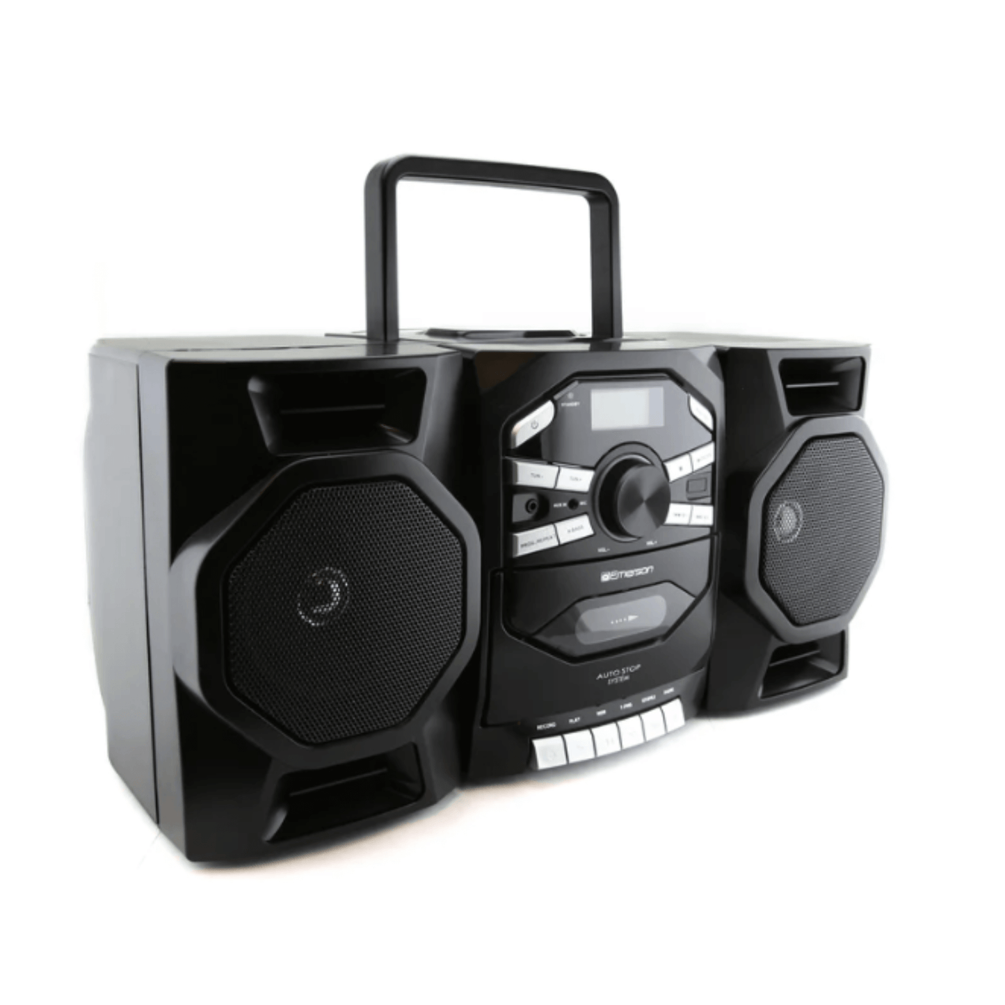 Emerson Portable CD & Cassette Stereo Boombox w AMFM Radio and Mic Audio Control by Jupiter Gear Home