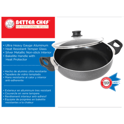 Better Chef 12" Aluminum Non-Stick Deep Fryer with Glass Lid by Jupiter Gear Home