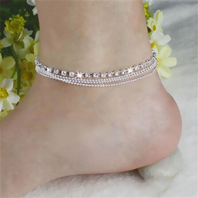 Multi Row Crystal Chain Anklet Ankle Bracelet by Fashion Hut Jewelry