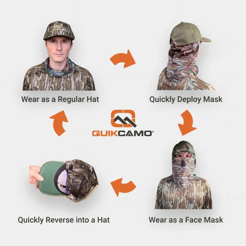 2-in-1 REAR Face Mask and Camo Hat (Fitted) by QuikCamo