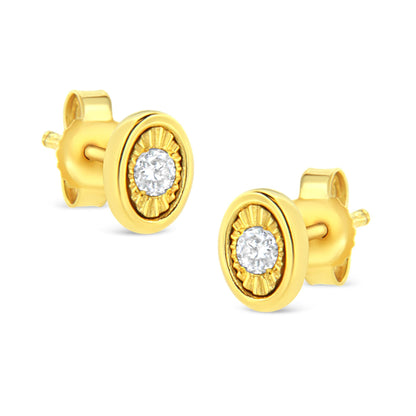 10K Yellow Gold Plated .925 Sterling Silver 1/10 Cttw Miracle-Set Diamond Stud Earrings - Choice of Shapes by Infinite Jewels