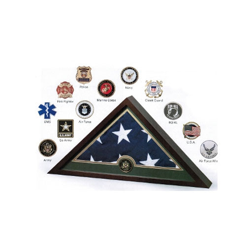 Medallion Flag Display Case, Memorial Flag Display case with Fire Fighter - Medallion. by The Military Gift Store