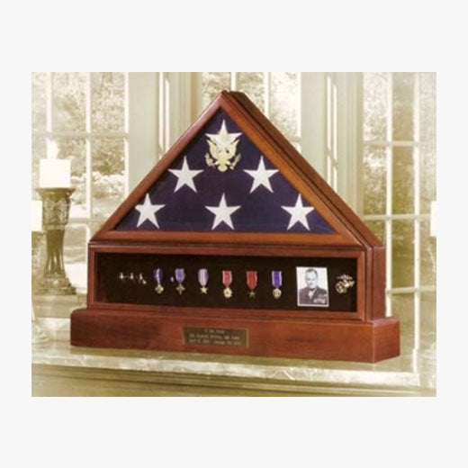 Presidential Pedestal Flag Medal Display - Walnut Material. by The Military Gift Store