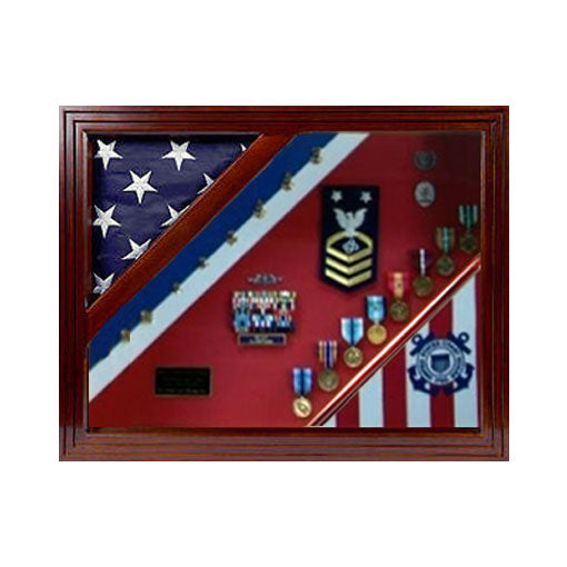 USCG Flag Cases, Coast Guard Flag Case Cherry Wood - fit 3' x 5' flag or fit 5' x 9.5' flag. by The Military Gift Store