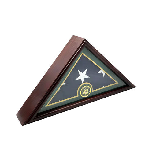 Flags Connections - Army Flag Display Case Box, 5x9 Burial - Funeral - Veteran Flag Elegant Display Case with Flat Base, Solid Wood, Cherry Finish. by The Military Gift Store