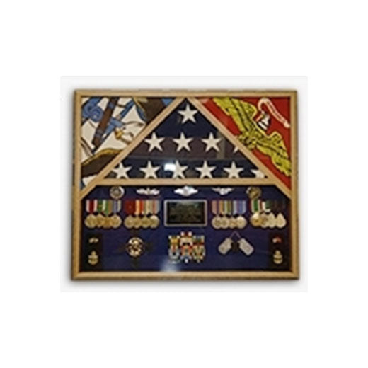 3 Flags Military Shadow Box, flag case for 3 flags - Oak Material. by The Military Gift Store