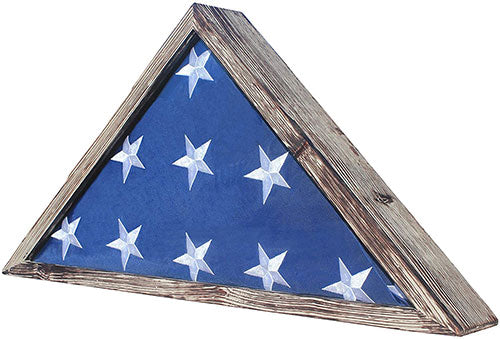 Rustic Flag Case - Military Flag Display Case for 9.5 x 5 American Veteran Burial Flag Folded - Flag Holder Shadow Box to Display Folded Flag. (Weathered Wood) by The Military Gift Store