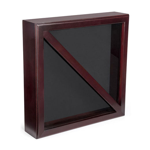 Wood Flag Case for (2) 5’ x 9.5’ Flags, Rear Loading, Glass Front - Mahogany. by The Military Gift Store