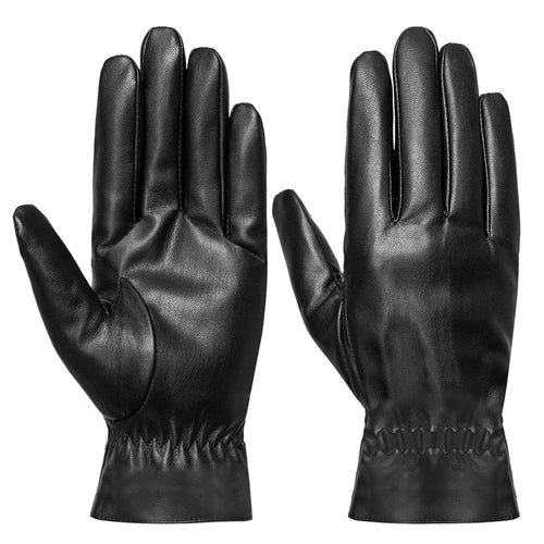 Unisex Leather Winter Warm Gloves Outdoor Windproof Soft Gloves Cycling Skiing Running Cold Winter Gloves - Black - Large by VYSN