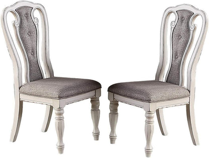 Set of 2 Dining Chairs Grey Upholstered Tufted unique Design Chairs Back Cushion Seat Dining Room