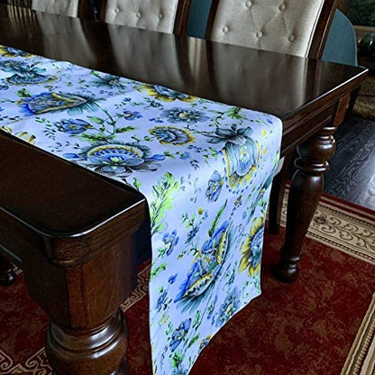 Printed Table Runner - Jaco Blue by Decozen