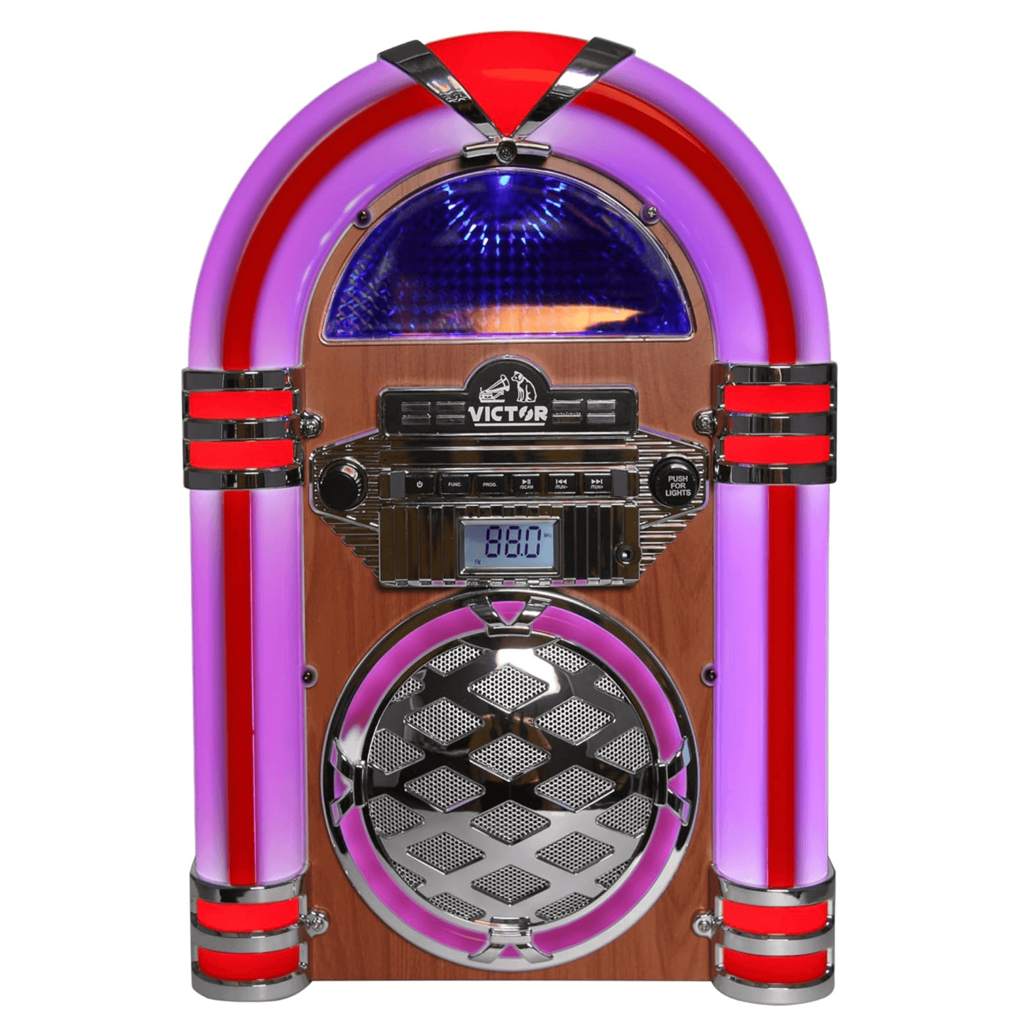 Victor Broadway II Desktop CD Jukebox with Multi-Color LED Lighting and FM Radio by Jupiter Gear Home