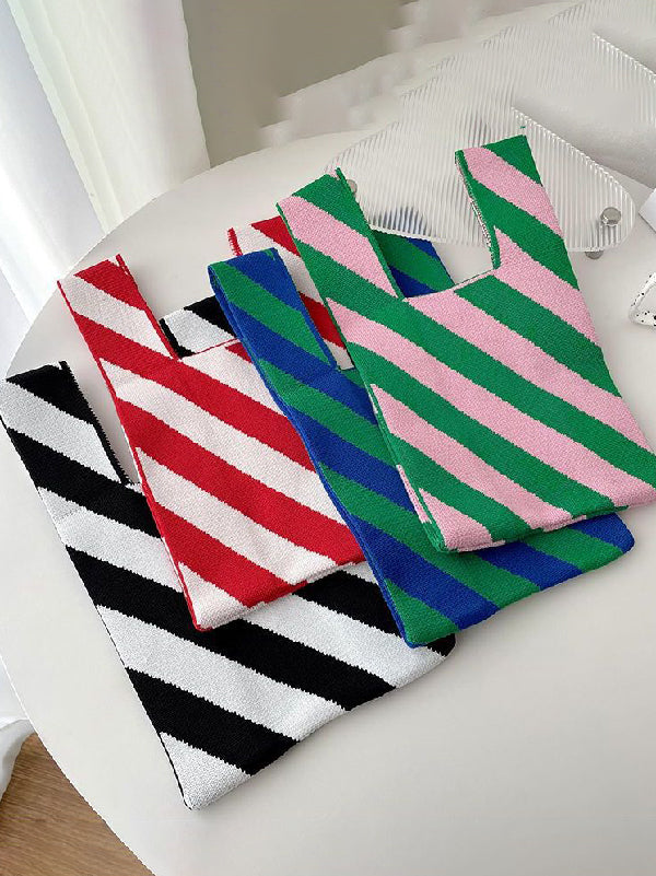 Urban Contrast Color Striped Bags Accessories Handbags by migunica