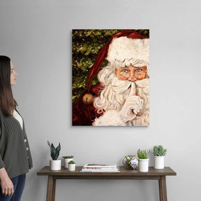 Framed Canvas Wall Art Decor Painting For Chrismas, Santa Claus be Quiet Gift Painting For Chrismas Gift, Decoration For Chrismas Eve Office Living Room, Bedroom Decor-Ready To Hang