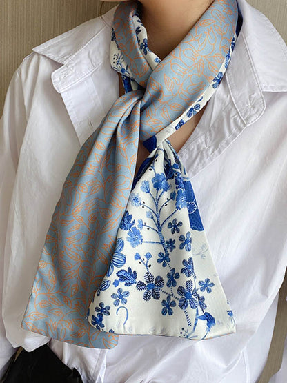 Vintage Silk Imitation Printed Scarf by migunica