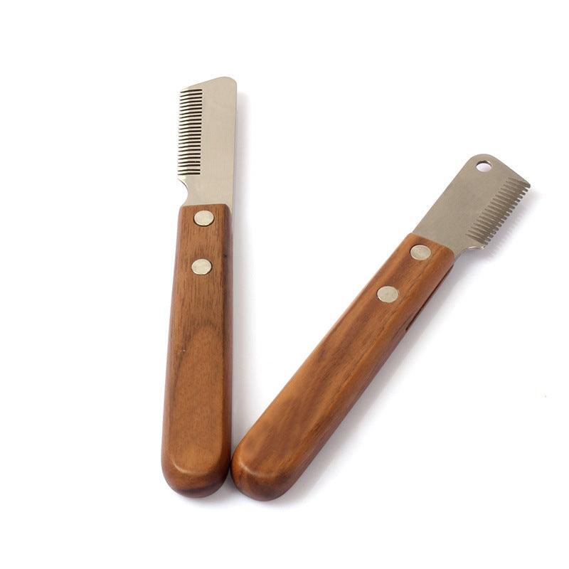 Pet Plucking Knife Comb Wooden Handle Terrier Dog Supplies Pet Shaving Knife Styling Grooming Comb by Dog Hugs Cat