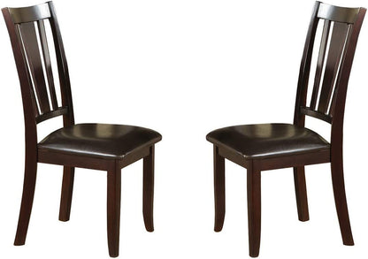 Simple Contemporary Set of 2 Side Chairs Brown Finish Dining Seating Cushion Chair Unique Design Kitchen Dining Room Faux Leather Seat