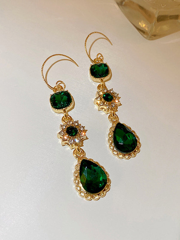 Urban Green Rhinestone Waterdrop Earrings Accessories by migunica