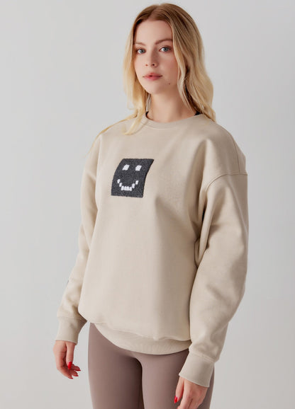 "Pixel" Taupe Sweatshirt by Amoo