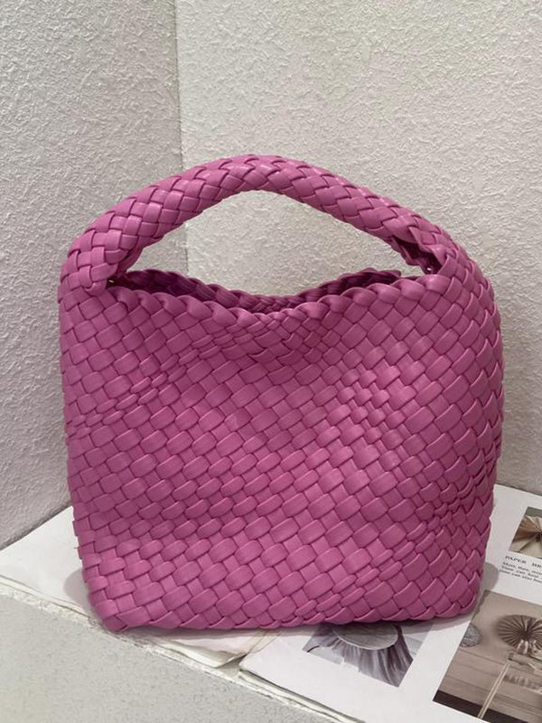 Solid Color Woven Bags Handbags by migunica