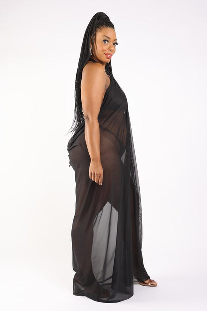 Haltered Front Slit Maxi Coverup