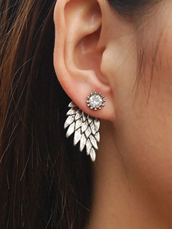 Original Rhinestone Wings Shape Earrings by migunica