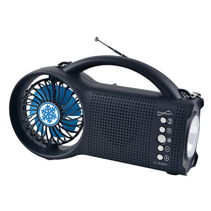 Solar Power Bluetooth Speaker with FM Radio / LED Torch Light / Fan (SC-1073ERF) by Jupiter Gear