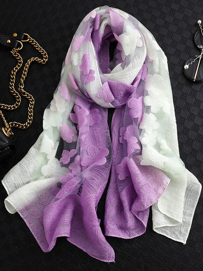 Original Floral Sun-Protection Silk Scarf by migunica