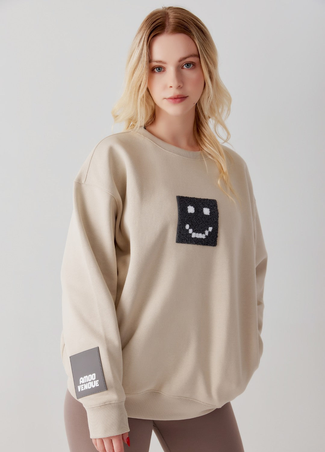 "Pixel" Taupe Sweatshirt by Amoo