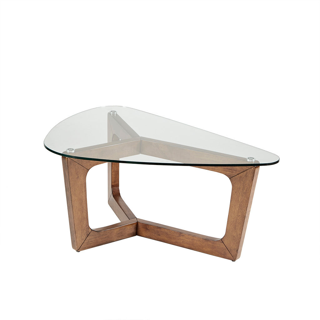 Wood Base Tempered Glass Top Coffee Table by Blak Hom