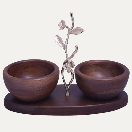 Acacia Wood Two Small Nut Bowls by Decozen