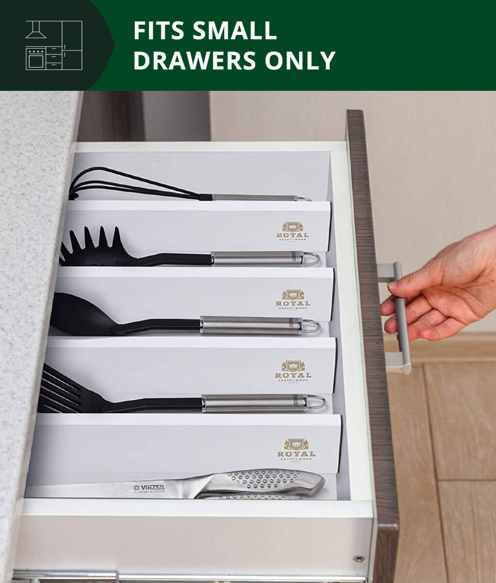 Horizontal Drawer Dividers Set of 4 White by Royal Craft Wood