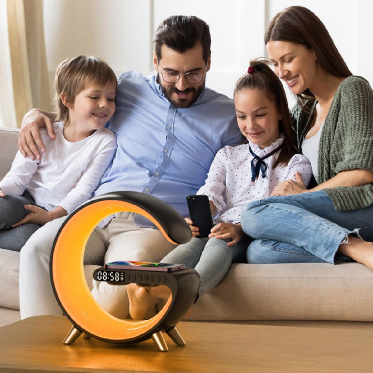 Mooncave Light Wireless Charger And Speaker With Clock by VistaShops