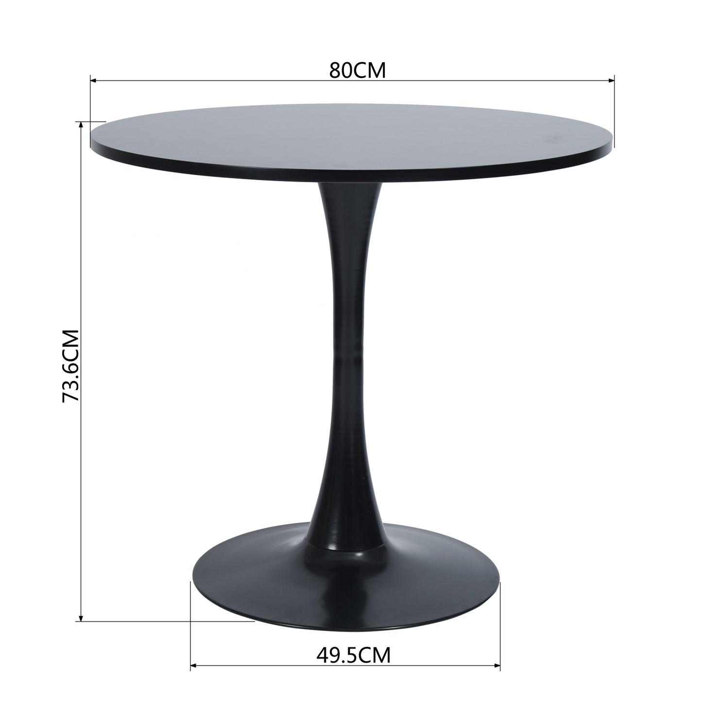 Modern 31.5" Dining Table with Round Top and Pedestal Base in bLack color