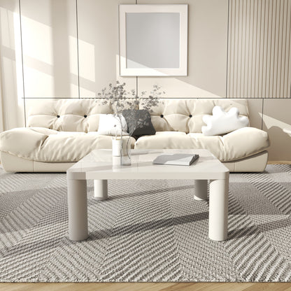 Modern Minimalist Cream White Coffee Table by Blak Hom