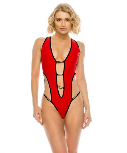 SEX CUT OUT ONE PEICE TWO TONE SWIMSUIT