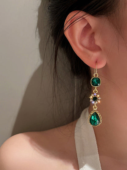 Urban Green Rhinestone Waterdrop Earrings Accessories by migunica